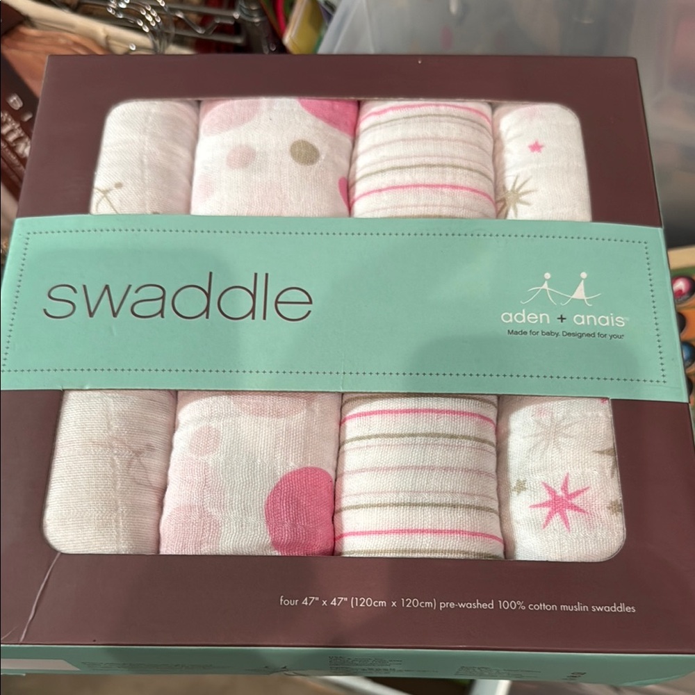 aden + anais Pink and White Muslin Swaddle Set